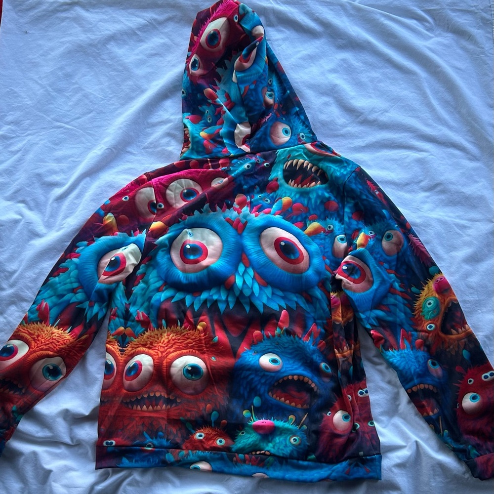 Colorful Monster Print Hoodie